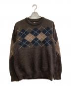 BATONERバトナ―）の古着「アーガイル柄モヘアウールニット」｜ブラウン