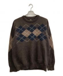 BATONER（バトナ―）の古着「アーガイル柄モヘアウールニット」｜ブラウン