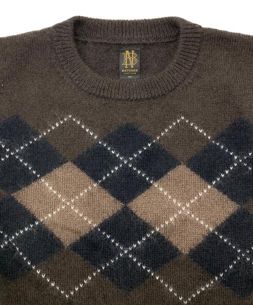 BATONER（バトナ―）BATONER (バトナ―) アーガイル柄モヘアウールニット ブラウン サイズ:3の古着・服飾アイテム