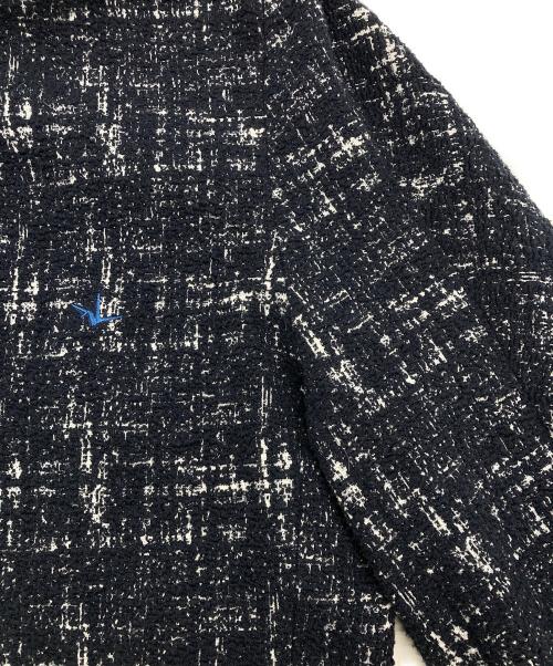 1PIU1UGUALE3 RELAX（ウノピゥウノウグァーレトレ リラックス）1PIU1UGUALE3 RELAX (ウノピゥウノウグァーレトレ リラックス) ツイードフラップコート ネイビー サイズ:Mの古着・服飾アイテム