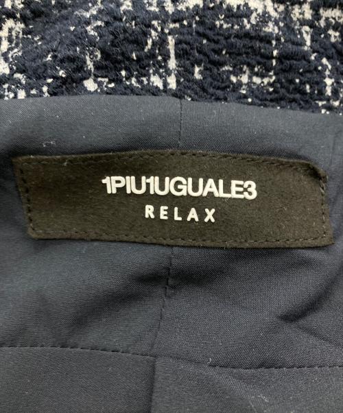 1PIU1UGUALE3 RELAX（ウノピゥウノウグァーレトレ リラックス）1PIU1UGUALE3 RELAX (ウノピゥウノウグァーレトレ リラックス) ツイードフラップコート ネイビー サイズ:Mの古着・服飾アイテム