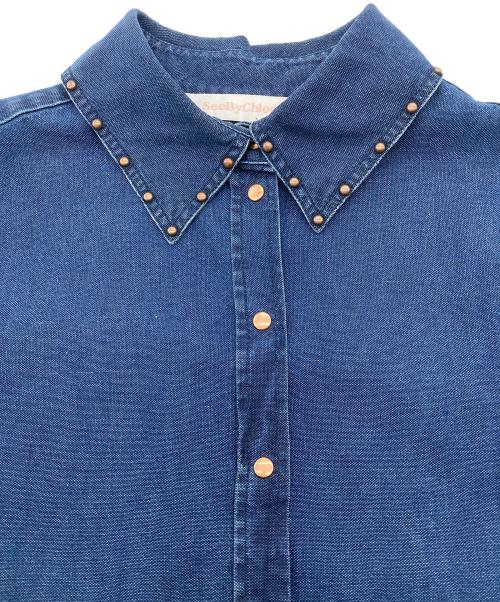 SEE BY CHLOE（シーバイクロエ）SEE BY CHLOE (シーバイクロエ) デニムスタッズシャツ インディゴ サイズ:34の古着・服飾アイテム