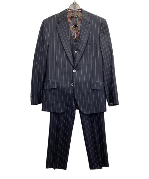 PAUL SMITH（ポールスミス）PAUL SMITH (ポールスミス) 裏地柄ベスト付きセットアップ/british collection/ﾍﾟｲｽﾞﾘｰ ネイビー サイズ:Lの古着・服飾アイテム