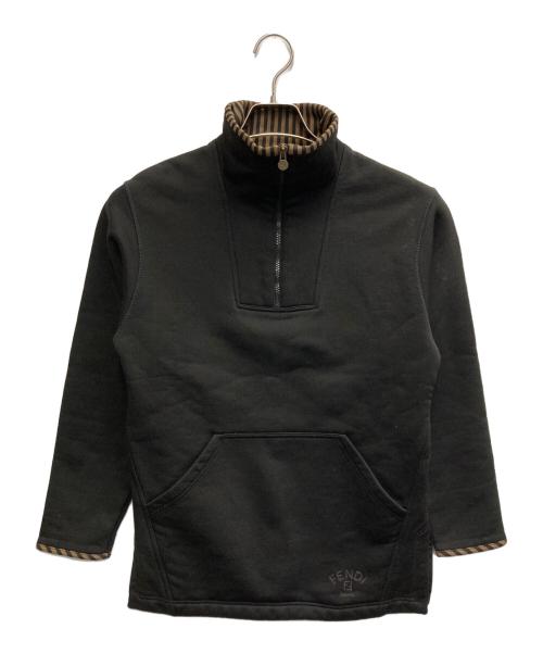 FENDI JEANS（フェンディ ジーンズ）FENDI JEANS (フェンディ ジーンズ) ペカン柄ハーフジップスウェット ブラック サイズ:40の古着・服飾アイテム