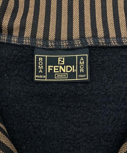 FENDI JEANS（フェンディ ジーンズ）FENDI JEANS (フェンディ ジーンズ) ペカン柄ハーフジップスウェット ブラック サイズ:40の古着・服飾アイテム