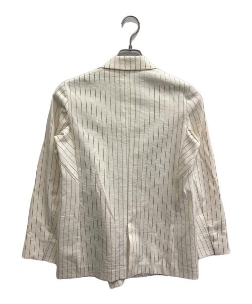 icB（アイシービー）icB (アイシービー) LooseWeave ストライプ柄ダブルブレストジャケット ホワイト サイズ:4の古着・服飾アイテム