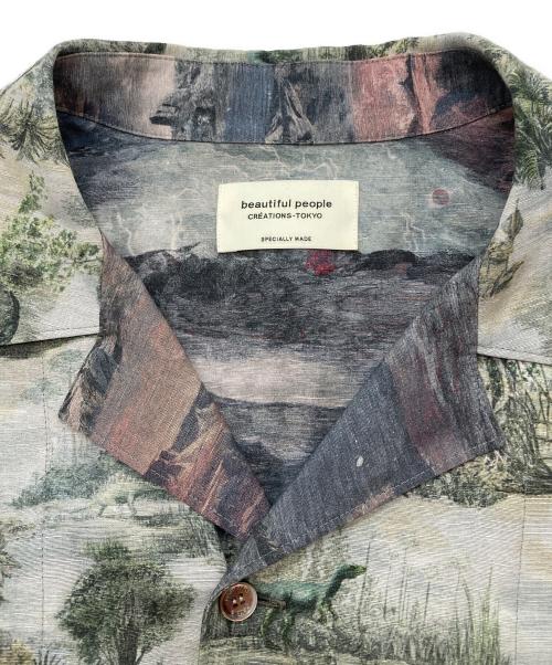 beautiful people（ビューティフルピープル）beautiful people (ビューティフルピープル) old&new printed halfsleeve shirt グリーン サイズ:40の古着・服飾アイテム