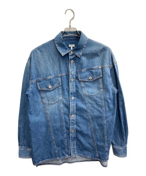 LOEWE（ロエベ）LOEWE (ロエベ) スラントオーバーシャツ インディゴ サイズ:44の古着・服飾アイテム