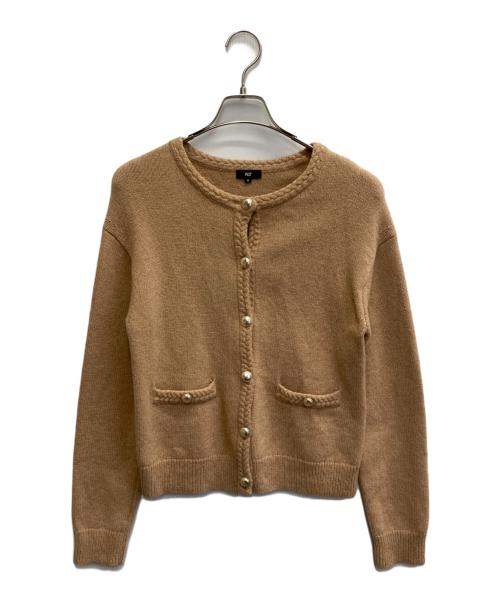 PLST（プラステ）PLST (プラステ) 金釦 ノーカラーウールカーディガン ブラウン サイズ:Mの古着・服飾アイテム