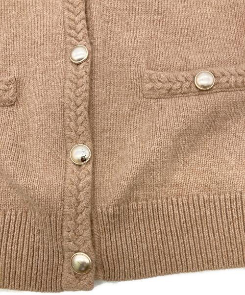 PLST（プラステ）PLST (プラステ) 金釦 ノーカラーウールカーディガン ブラウン サイズ:Mの古着・服飾アイテム