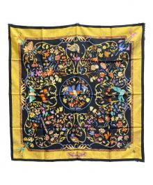 HERMES（エルメス）の古着「カレ90 PIERRES d' ORIENT et d' OCCIDENT 東洋の石と西洋の石細工」｜イエロー×ブラック