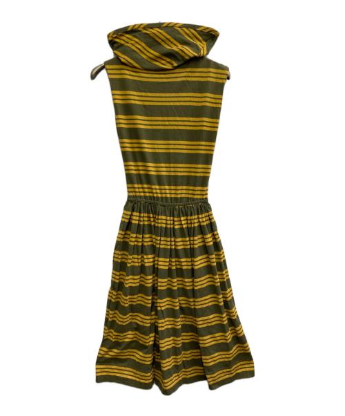 Jean Paul GAULTIER（ジャンポールゴルチェ）Jean Paul GAULTIER (ジャンポールゴルチェ) タートルネックボーダーワンピース イエロー×グリーン サイズ:4の古着・服飾アイテム