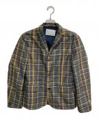 KOLORカラー）の古着「チェックテーラードジャケット」｜イエロー×ネイビー