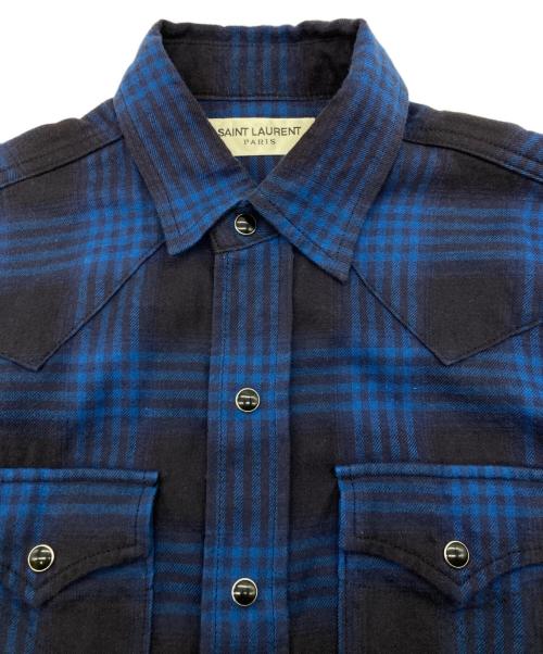 Saint Laurent Paris（サンローランパリ）Saint Laurent Paris (サンローランパリ) チェックシャツ ブルー サイズ:Sの古着・服飾アイテム