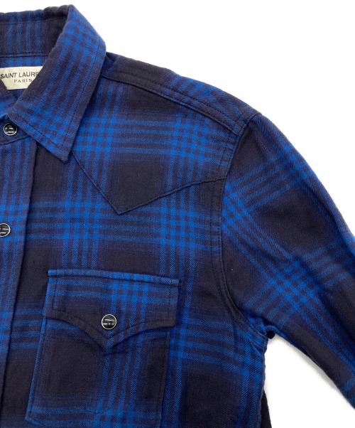 Saint Laurent Paris（サンローランパリ）Saint Laurent Paris (サンローランパリ) チェックシャツ ブルー サイズ:Sの古着・服飾アイテム