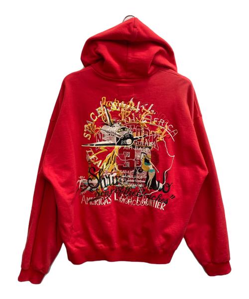 doublet（ダブレット）doublet (ダブレット) CHAOS EMBROIDERY HOODIE RED レッド サイズ:XLの古着・服飾アイテム
