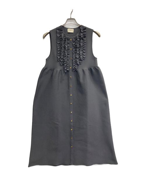 UNITED ARROWS TOKYO（ユナイテッドアローズトウキョウ）UNITED ARROWS TOKYO (ユナイテッドアローズトウキョウ) Pフリル ノースリーブ ワンピース グレー サイズ:FREEの古着・服飾アイテム