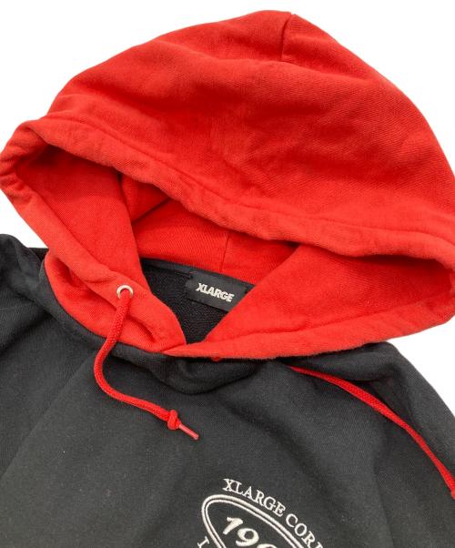 X-LARGE（エクストララージ）X-LARGE (エクストララージ) 2TONE フーデッド パーカー ブラック×レッド サイズ:Lの古着・服飾アイテム