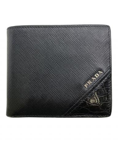 中古・古着通販】PRADA (プラダ) サフィアーノクロコレザー2つ折り財布