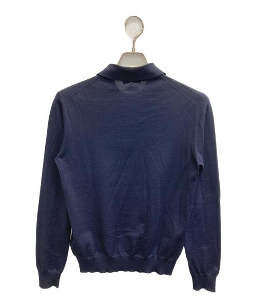 PRADA（プラダ）PRADA (プラダ) ニットポロシャツ ネイビー サイズ:48の古着・服飾アイテム