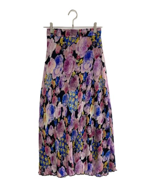 GANNI（ガニー）GANNI (ガニー) ジョーゼットプリーツ フラワープリントスカート ピンク×パープル サイズ:34の古着・服飾アイテム