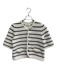 MACPHEE（マカフィー）の古着「モスライクステッチ ハーフスリーブジャケット」｜ホワイト×ブラック