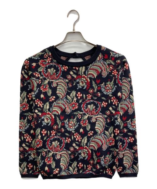 MULLER（ミューラー）MULLER (ミューラー) 花柄ニット レッド×ブラック サイズ:38の古着・服飾アイテム