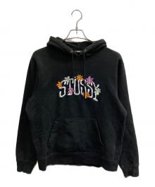stussy（ステューシー）の古着「COLLEGIATE FLORAL HOODIE」｜ブラック