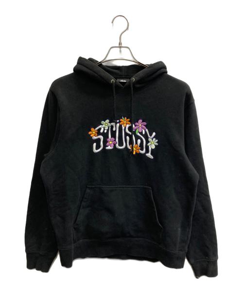 stussy（ステューシー）stussy (ステューシー) COLLEGIATE FLORAL HOODIE ブラック サイズ:Mの古着・服飾アイテム