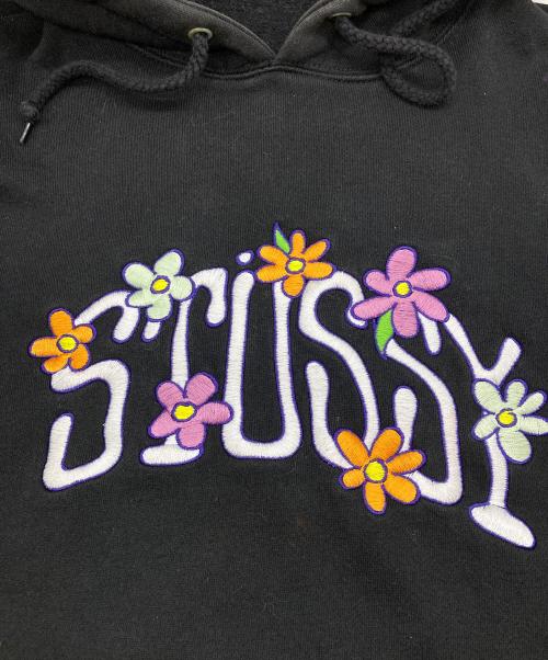 stussy（ステューシー）stussy (ステューシー) COLLEGIATE FLORAL HOODIE ブラック サイズ:Mの古着・服飾アイテム