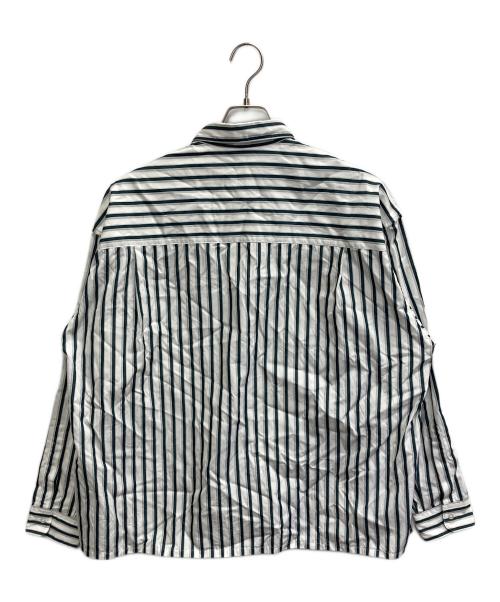 H BEAUTY&YOUTH（エイチ ビューティー&ユース）H BEAUTY&YOUTH (エイチ ビューティー&ユース) STRIPE 2 POCKET SQUARE SHIRT グリーン×ホワイト サイズ:Mの古着・服飾アイテム