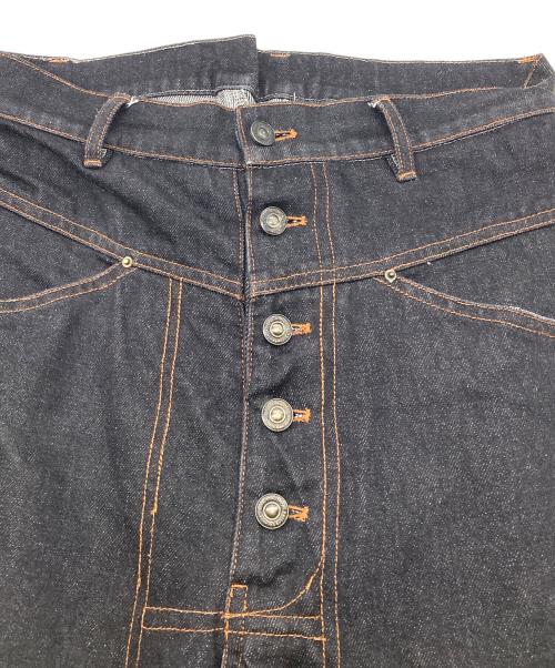 B.BALLSY（ボールジーブラザーズ）B.BALLSY (ボールジーブラザーズ) Wide straight rigid denim pants ネイビー サイズ:Mの古着・服飾アイテム