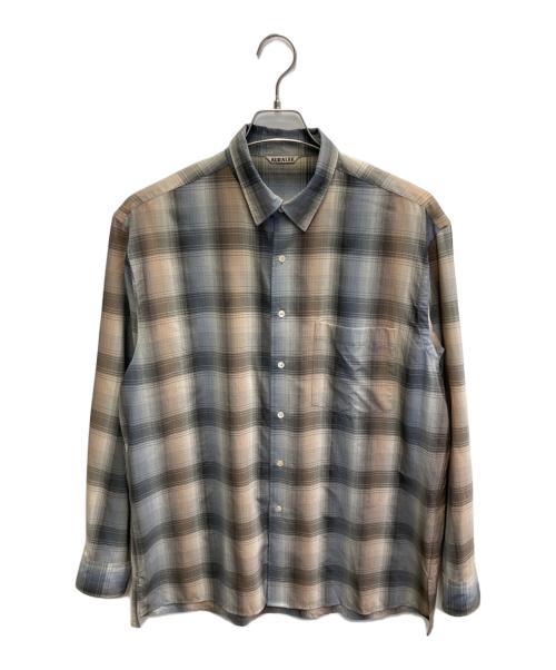 AURALEE（オーラリー）AURALEE (オーラリー) SUPER LIGHT WOOL CHECK SHIRTS ブラウン サイズ:4の古着・服飾アイテム