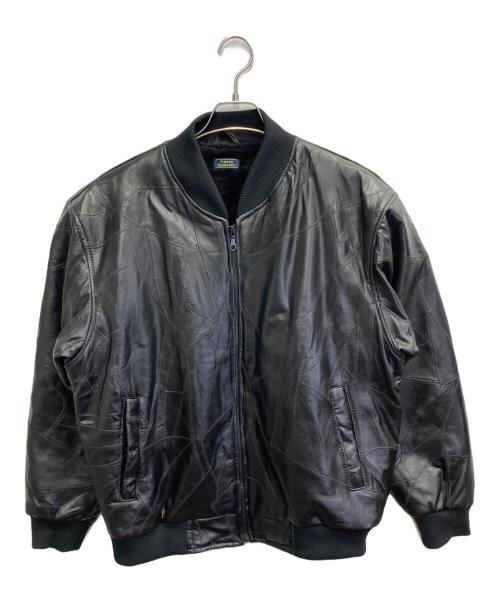 FRANCO COLLEZIONI（フランコ コレッツィオーニ）FRANCO COLLEZIONI (フランコ コレッツィオーニ) ラムレザーブルゾン ブラック サイズ:Lの古着・服飾アイテム