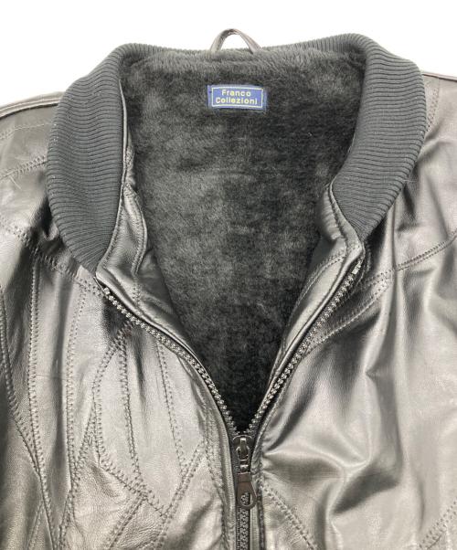 FRANCO COLLEZIONI（フランコ コレッツィオーニ）FRANCO COLLEZIONI (フランコ コレッツィオーニ) ラムレザーブルゾン ブラック サイズ:Lの古着・服飾アイテム