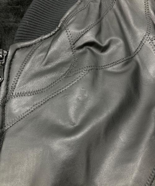 FRANCO COLLEZIONI（フランコ コレッツィオーニ）FRANCO COLLEZIONI (フランコ コレッツィオーニ) ラムレザーブルゾン ブラック サイズ:Lの古着・服飾アイテム