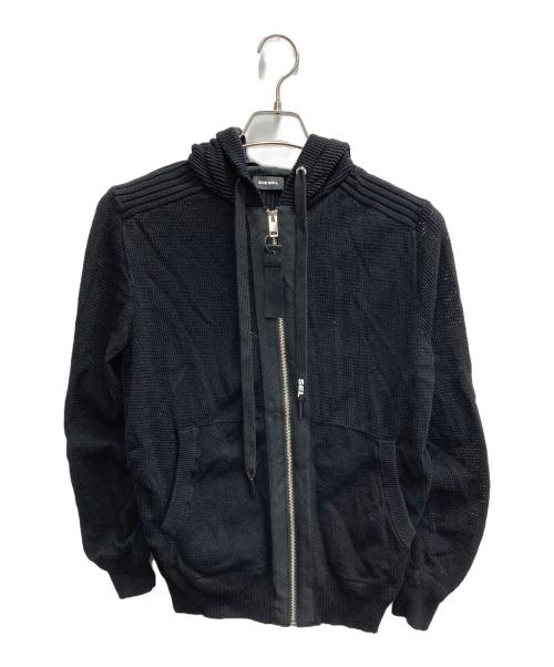 DIESEL（ディーゼル）DIESEL (ディーゼル) メッシュジップパーカー ブラック サイズ:XSの古着・服飾アイテム