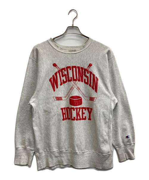 Champion（チャンピオン）Champion (チャンピオン) WISCONSIN HOCKEY リバースウィーブスウェット グレー サイズ:XLの古着・服飾アイテム