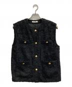 ROSSOロッソ）の古着「ツイードノーカラージレ」｜ブラック