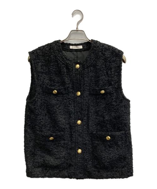 ROSSO（ロッソ）ROSSO (ロッソ) ツイードノーカラージレ ブラック サイズ:FREE 未使用品の古着・服飾アイテム