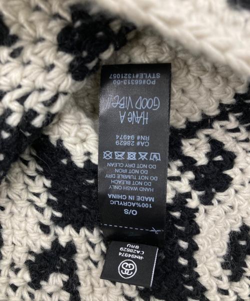 stussy（ステューシー）stussy (ステューシー) WAVES KNIT BUCKET HAT ブラック×アイボリー サイズ:FREEの古着・服飾アイテム