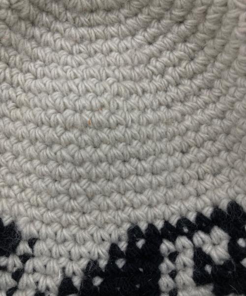 stussy（ステューシー）stussy (ステューシー) WAVES KNIT BUCKET HAT ブラック×アイボリー サイズ:FREEの古着・服飾アイテム