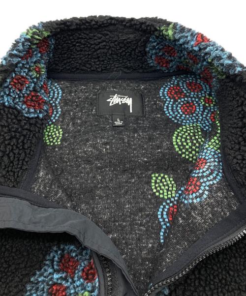 stussy（ステューシー）stussy (ステューシー) Flor Sherpa Mock Neck FLEECE JACKET ブラック サイズ:Lの古着・服飾アイテム