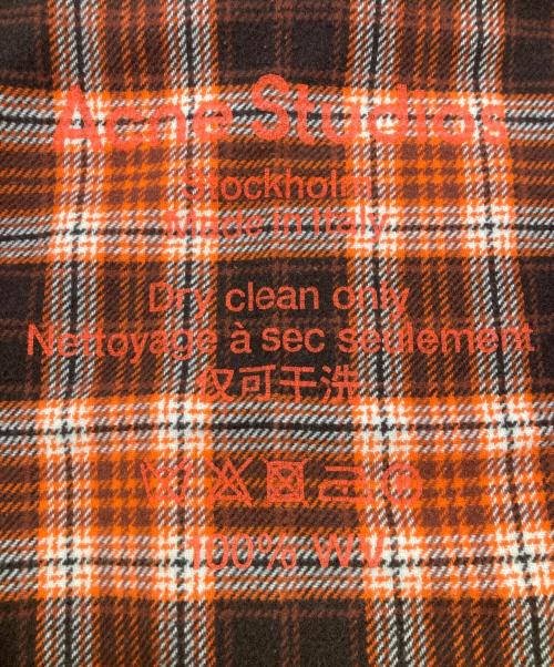 Acne studios（アクネ ストゥディオス）Acne studios (アクネ ストゥディオス) Cassiar Check ウールマフラー 大判ストール オレンジの古着・服飾アイテム