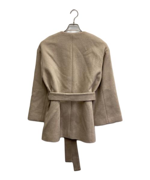 BEAUTY&YOUTH（ビューティーアンドユース）BEAUTY&YOUTH (ビューティーアンドユース) スーパー120フレアスリーブノーカラーベルトコート ベージュ サイズ:Mの古着・服飾アイテム