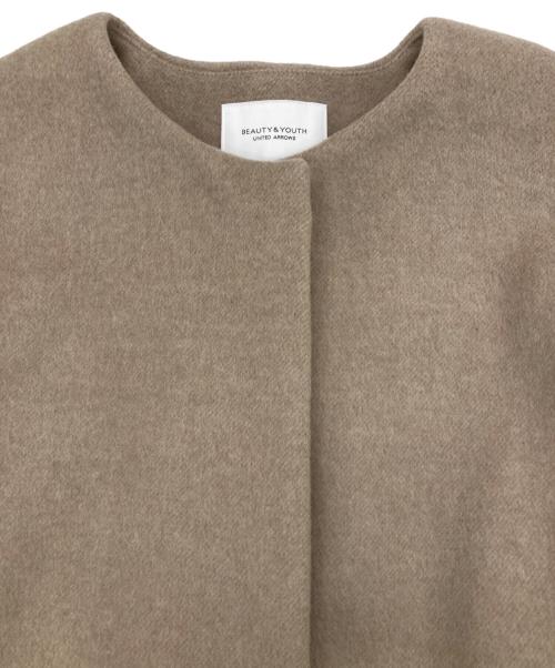 BEAUTY&YOUTH（ビューティーアンドユース）BEAUTY&YOUTH (ビューティーアンドユース) スーパー120フレアスリーブノーカラーベルトコート ベージュ サイズ:Mの古着・服飾アイテム