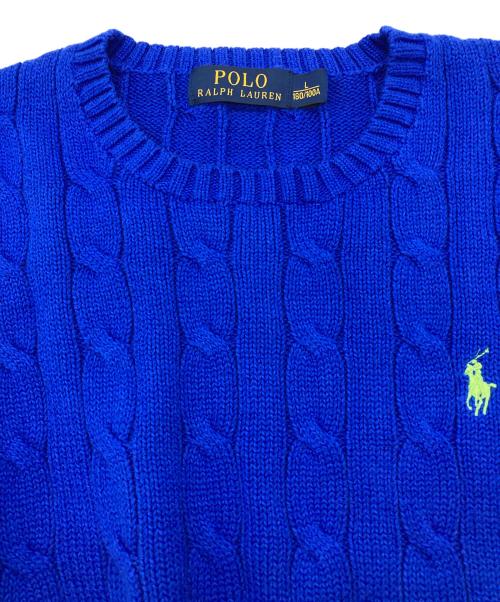 POLO RALPH LAUREN（ポロ・ラルフローレン）POLO RALPH LAUREN (ポロ・ラルフローレン) ケーブル編みクルーネックニット ネイビー サイズ:Lの古着・服飾アイテム