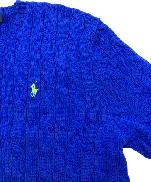 POLO RALPH LAUREN（ポロ・ラルフローレン）POLO RALPH LAUREN (ポロ・ラルフローレン) ケーブル編みクルーネックニット ネイビー サイズ:Lの古着・服飾アイテム
