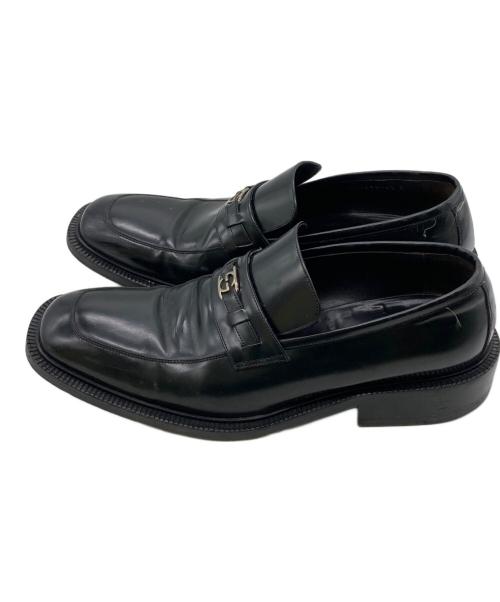 GUCCI（グッチ）GUCCI (グッチ) GGロゴ スクエアトゥローファー ブラック サイズ:42の古着・服飾アイテム