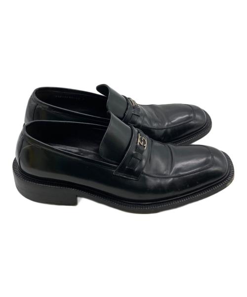 GUCCI（グッチ）GUCCI (グッチ) GGロゴ スクエアトゥローファー ブラック サイズ:42の古着・服飾アイテム